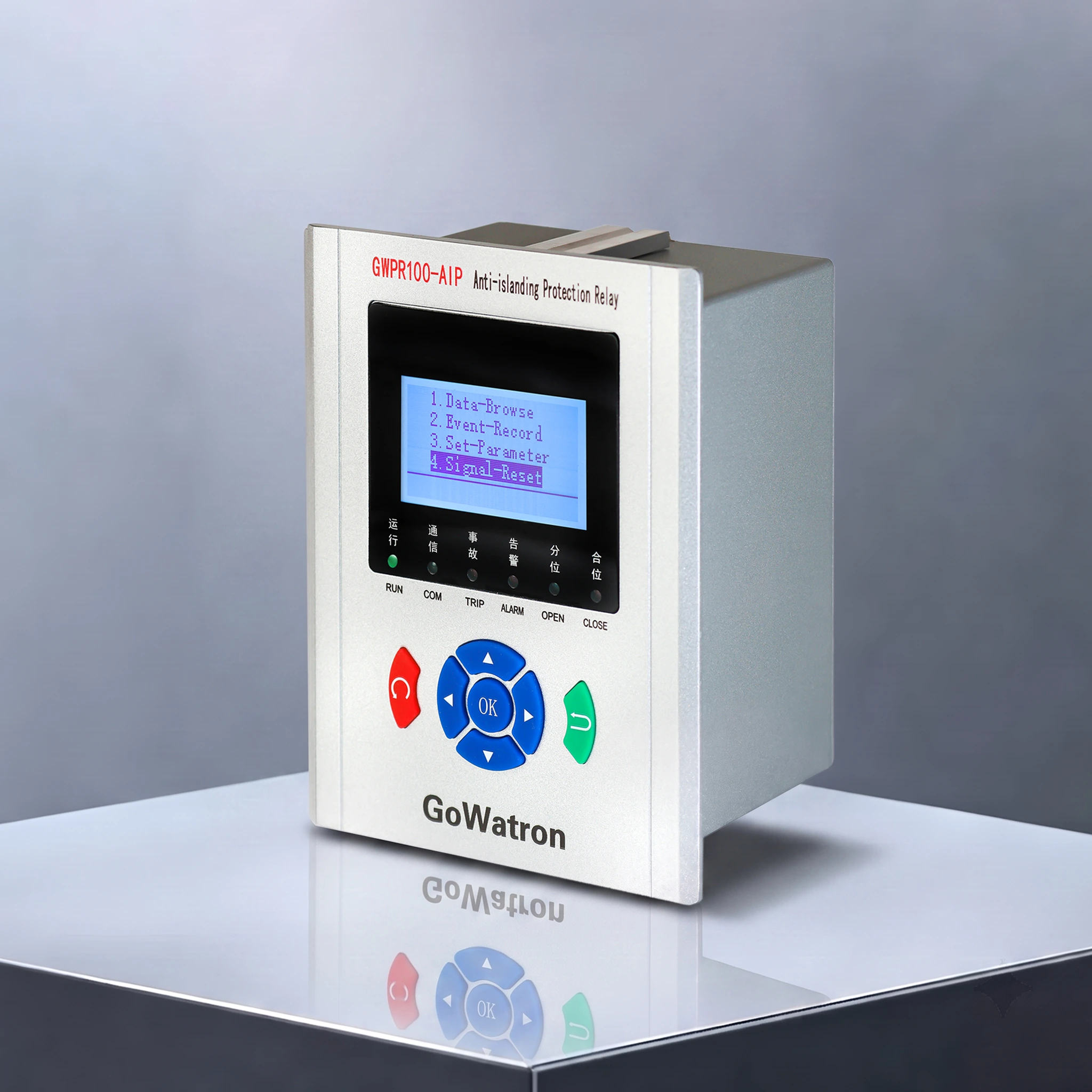 GWPR100‑AIP Low‑Voltage Anti‑Islanding Protection Relay Left View